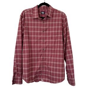 NWOT UNTUCKit Red Plaid Button Down Flannel Long Sleeve Cotton Checkered Mens-L